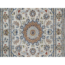 Load image into Gallery viewer, 2&#39;1&quot;x3&#39;3&quot; Daisy White, Nain with Flower Medallion Design, Hand Knotted, Wool and Silk, 250 KPSI, Soft Pile, Mat, Sample, Oriental Rug FWR549276