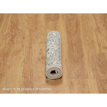 Load image into Gallery viewer, 2&#39;1&quot;x3&#39;3&quot; Daisy White, Nain with Flower Medallion Design, Hand Knotted, Wool and Silk, 250 KPSI, Soft Pile, Mat, Sample, Oriental Rug FWR549276