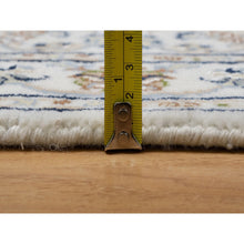 Load image into Gallery viewer, 2&#39;1&quot;x3&#39;3&quot; Daisy White, Nain with Flower Medallion Design, Hand Knotted, Wool and Silk, 250 KPSI, Soft Pile, Mat, Sample, Oriental Rug FWR549276