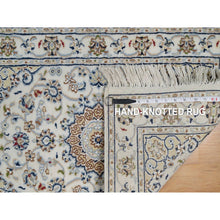 Load image into Gallery viewer, 2&#39;1&quot;x3&#39;3&quot; Daisy White, Nain with Flower Medallion Design, Hand Knotted, Wool and Silk, 250 KPSI, Soft Pile, Mat, Sample, Oriental Rug FWR549276