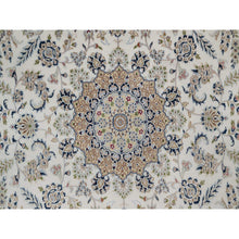 Load image into Gallery viewer, 8&#39;7&quot;x12&#39; Whisper White, Wool and Silk, Nain with Flower Medallion Design, 250 KPSI, Soft Pile, Hand Knotted, Oriental Rug FWR549282