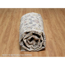 Load image into Gallery viewer, 8&#39;7&quot;x12&#39; Whisper White, Wool and Silk, Nain with Flower Medallion Design, 250 KPSI, Soft Pile, Hand Knotted, Oriental Rug FWR549282