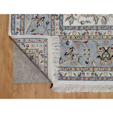 Load image into Gallery viewer, 9&#39;1&quot;x12&#39; Pristine White, Hand Knotted, Nain with All Over Flower Design, 250 KPSI, Wool and Silk, Soft Pile, Oriental Rug FWR549294