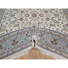 Load image into Gallery viewer, 9&#39;1&quot;x12&#39; Pristine White, Hand Knotted, Nain With All Over Flower Design, 250 Kpsi, Wool And Silk, Soft Pile, Oriental Rug FWR549294