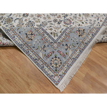 Load image into Gallery viewer, 9&#39;1&quot;x12&#39; Pristine White, Hand Knotted, Nain with All Over Flower Design, 250 KPSI, Wool and Silk, Soft Pile, Oriental Rug FWR549294