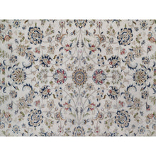 Load image into Gallery viewer, 9&#39;1&quot;x12&#39; Pristine White, Hand Knotted, Nain With All Over Flower Design, 250 Kpsi, Wool And Silk, Soft Pile, Oriental Rug FWR549294
