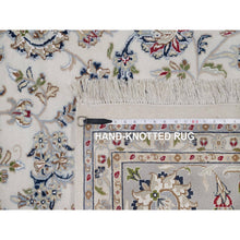 Load image into Gallery viewer, 9&#39;1&quot;x12&#39; Pristine White, Hand Knotted, Nain With All Over Flower Design, 250 Kpsi, Wool And Silk, Soft Pile, Oriental Rug FWR549294