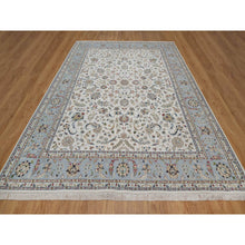Load image into Gallery viewer, 8&#39;10&quot;x12&#39; Pearl White, Nain With All Over Flower Design, 250 Kpsi, Wool And Silk, Hand Knotted, Soft Pile, Oriental Rug FWR549306