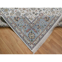 Load image into Gallery viewer, 8&#39;10&quot;x12&#39; Pearl White, Nain With All Over Flower Design, 250 Kpsi, Wool And Silk, Hand Knotted, Soft Pile, Oriental Rug FWR549306
