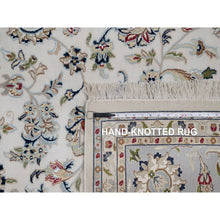 Load image into Gallery viewer, 8&#39;10&quot;x12&#39; Pearl White, Nain With All Over Flower Design, 250 Kpsi, Wool And Silk, Hand Knotted, Soft Pile, Oriental Rug FWR549306