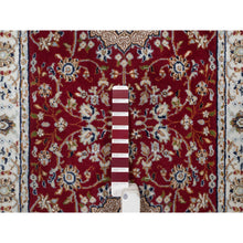 Load image into Gallery viewer, 2&#39;6&quot;x6&#39; Syrah Red, Nain with Flower Medallion Design, Hand Knotted, Wool and Silk, 250 KPSI, Soft Pile, Runner, Oriental Rug FWR549312