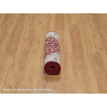 Load image into Gallery viewer, 2&#39;6&quot;x6&#39; Syrah Red, Nain with Flower Medallion Design, Hand Knotted, Wool and Silk, 250 KPSI, Soft Pile, Runner, Oriental Rug FWR549312