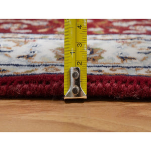 2'6"x6' Syrah Red, Nain with Flower Medallion Design, Hand Knotted, Wool and Silk, 250 KPSI, Soft Pile, Runner, Oriental Rug FWR549312