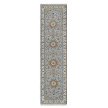 Load image into Gallery viewer, 2&#39;9&quot;x10&#39;3&quot; Light Blue, Nain with Flower Medallion Design, 250 KPSI, Wool and Silk, Hand Knotted, Soft Pile, Runner, Oriental Rug FWR549318