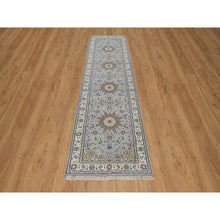 Load image into Gallery viewer, 2&#39;9&quot;x10&#39;3&quot; Light Blue, Nain With Flower Medallion Design, 250 Kpsi, Wool And Silk, Hand Knotted, Soft Pile, Runner, Oriental Rug FWR549318