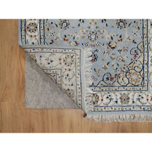 Load image into Gallery viewer, 2&#39;9&quot;x10&#39;3&quot; Light Blue, Nain With Flower Medallion Design, 250 Kpsi, Wool And Silk, Hand Knotted, Soft Pile, Runner, Oriental Rug FWR549318