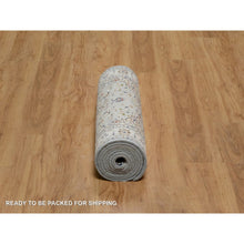Load image into Gallery viewer, 2&#39;9&quot;x10&#39;3&quot; Light Blue, Nain with Flower Medallion Design, 250 KPSI, Wool and Silk, Hand Knotted, Soft Pile, Runner, Oriental Rug FWR549318