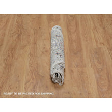 Load image into Gallery viewer, 3&#39;1&quot;x3&#39;1&quot; Whisper White, Soft Pile, Nain with All Over Flower Pattern, 250 KPSI, Wool and Silk, Hand Knotted, Round, Oriental Rug FWR549324