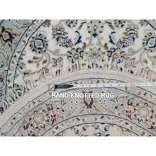 Load image into Gallery viewer, 3&#39;1&quot;x3&#39;1&quot; Whisper White, Soft Pile, Nain With All Over Flower Pattern, 250 Kpsi, Wool And Silk, Hand Knotted, Round, Oriental Rug FWR549324