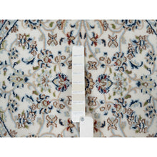 Load image into Gallery viewer, 3&#39;1&quot;x3&#39;1&quot; Pristine White, Nain with All Over Flower Design, 250 KPSI, Wool and Silk, Hand Knotted, Soft Pile, Round, Oriental Rug FWR549330
