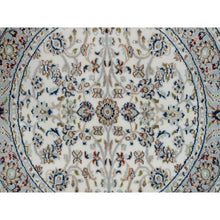 Load image into Gallery viewer, 3&#39;1&quot;x3&#39;1&quot; Pristine White, Nain with All Over Flower Design, 250 KPSI, Wool and Silk, Hand Knotted, Soft Pile, Round, Oriental Rug FWR549330