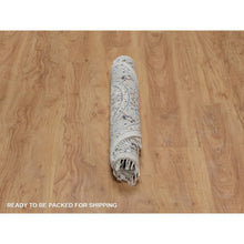 Load image into Gallery viewer, 3&#39;1&quot;x3&#39;1&quot; Pristine White, Nain with All Over Flower Design, 250 KPSI, Wool and Silk, Hand Knotted, Soft Pile, Round, Oriental Rug FWR549330