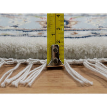 Load image into Gallery viewer, 3&#39;1&quot;x3&#39;1&quot; Pristine White, Nain with All Over Flower Design, 250 KPSI, Wool and Silk, Hand Knotted, Soft Pile, Round, Oriental Rug FWR549330