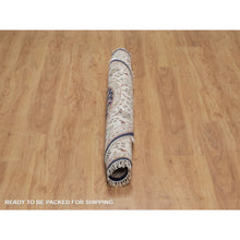 Load image into Gallery viewer, 5&#39;1&quot;x5&#39;1&quot; Caviar Blue, Nain with All Over Floral Pattern, Wool and Silk, 250 KPSI, Soft Pile, Hand Knotted, Round, Oriental Rug FWR549336