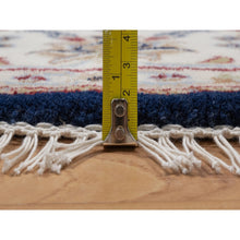 Load image into Gallery viewer, 5&#39;1&quot;x5&#39;1&quot; Caviar Blue, Nain with All Over Floral Pattern, Wool and Silk, 250 KPSI, Soft Pile, Hand Knotted, Round, Oriental Rug FWR549336