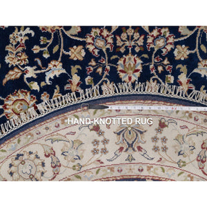 5'1"x5'1" Cherry Red, Hand Knotted Nain with All Over Flower Design, 250 KPSI Wool, Square Oriental Rug FWR384066