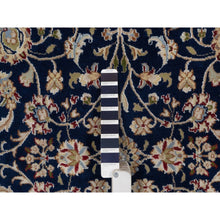 Load image into Gallery viewer, 5&#39;x5&#39; Midnight Blue, Nain with All Over Flower Design, Wool and Silk, Soft Pile, 250 KPSI, Hand Knotted, Round, Oriental Rug FWR549342