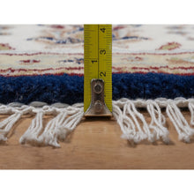 Load image into Gallery viewer, 5&#39;x5&#39; Midnight Blue, Nain with All Over Flower Design, Wool and Silk, Soft Pile, 250 KPSI, Hand Knotted, Round, Oriental Rug FWR549342