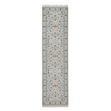 Load image into Gallery viewer, 2&#39;8&quot;x10&#39;2&quot; Pearl White, Hand Knotted, Nain with All Over Flower Pattern, Wool and Silk, Soft Pile, 250 KPSI, Runner, Oriental Rug FWR549348