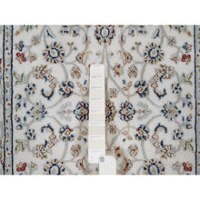 Load image into Gallery viewer, 2&#39;8&quot;x10&#39;2&quot; Pearl White, Hand Knotted, Nain with All Over Flower Pattern, Wool and Silk, Soft Pile, 250 KPSI, Runner, Oriental Rug FWR549348