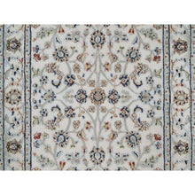 Load image into Gallery viewer, 2&#39;8&quot;x10&#39;2&quot; Pearl White, Hand Knotted, Nain with All Over Flower Pattern, Wool and Silk, Soft Pile, 250 KPSI, Runner, Oriental Rug FWR549348