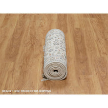 Load image into Gallery viewer, 2&#39;8&quot;x10&#39;2&quot; Pearl White, Hand Knotted, Nain With All Over Flower Pattern, Wool And Silk, Soft Pile, 250 Kpsi, Runner, Oriental Rug FWR549348