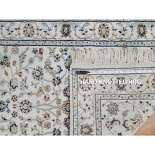 Load image into Gallery viewer, 2&#39;8&quot;x10&#39;2&quot; Pearl White, Hand Knotted, Nain with All Over Flower Pattern, Wool and Silk, Soft Pile, 250 KPSI, Runner, Oriental Rug FWR549348