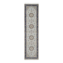 Load image into Gallery viewer, 2&#39;8&quot;x10&#39;3&quot; Daisy White, Nain with Flower Medallion Design, 250 KPSI, Soft Pile, Wool and Silk, Hand Knotted, Runner, Oriental Rug FWR549354