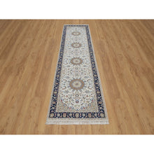 Load image into Gallery viewer, 2&#39;8&quot;x10&#39;3&quot; Daisy White, Nain With Flower Medallion Design, 250 Kpsi, Soft Pile, Wool And Silk, Hand Knotted, Runner, Oriental Rug FWR549354