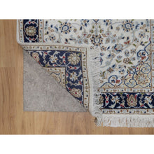 Load image into Gallery viewer, 2&#39;8&quot;x10&#39;3&quot; Daisy White, Nain with Flower Medallion Design, 250 KPSI, Soft Pile, Wool and Silk, Hand Knotted, Runner, Oriental Rug FWR549354