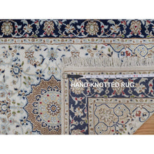 Load image into Gallery viewer, 2&#39;8&quot;x10&#39;3&quot; Daisy White, Nain with Flower Medallion Design, 250 KPSI, Soft Pile, Wool and Silk, Hand Knotted, Runner, Oriental Rug FWR549354
