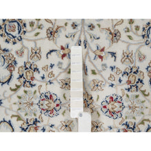 Load image into Gallery viewer, 5&#39;x5&#39; Pristine White, Wool and Silk, Nain with All Over Floral Pattern, Soft Pile, 250 KPSI, Hand Knotted, Round, Oriental Rug FWR549360