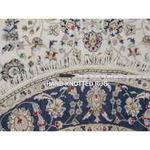 Load image into Gallery viewer, 5&#39;x5&#39; Pristine White, Wool And Silk, Nain With All Over Floral Pattern, Soft Pile, 250 Kpsi, Hand Knotted, Round, Oriental Rug FWR549360