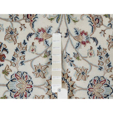 Load image into Gallery viewer, 6&#39;x6&#39; Alabaster White, Hand Knotted, Nain with All Over Flower Pattern, Wool and Silk, Soft Pile, 250 KPSI, Round, Oriental Rug FWR549372