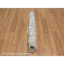 Load image into Gallery viewer, 6&#39;x6&#39; Alabaster White, Hand Knotted, Nain with All Over Flower Pattern, Wool and Silk, Soft Pile, 250 KPSI, Round, Oriental Rug FWR549372