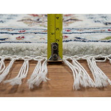 Load image into Gallery viewer, 6&#39;x6&#39; Alabaster White, Hand Knotted, Nain with All Over Flower Pattern, Wool and Silk, Soft Pile, 250 KPSI, Round, Oriental Rug FWR549372