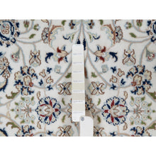 Load image into Gallery viewer, 5&#39;1&quot;x5&#39;1&quot; Vista White, Wool and Silk, Nain with All Over Flower Design, 250 KPSI, Hand Knotted, Soft Pile, Round, Oriental Rug FWR549378
