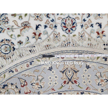 Load image into Gallery viewer, 5&#39;2&quot;x5&#39;2&quot; Daisy White, Wool And Silk, Nain With All Over Flower Pattern, Hand Knotted, Soft Pile, 250 Kpsi, Round, Oriental Rug FWR549384