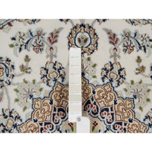 Load image into Gallery viewer, 5&#39;x5&#39; Pristine White, Nain with Flower Medallion Design, Hand Knotted, Wool and Silk, 250 KPSI, Soft Pile, Round, Oriental Rug FWR549390