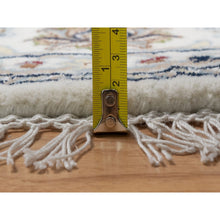 Load image into Gallery viewer, 5&#39;x5&#39; Pristine White, Nain with Flower Medallion Design, Hand Knotted, Wool and Silk, 250 KPSI, Soft Pile, Round, Oriental Rug FWR549390